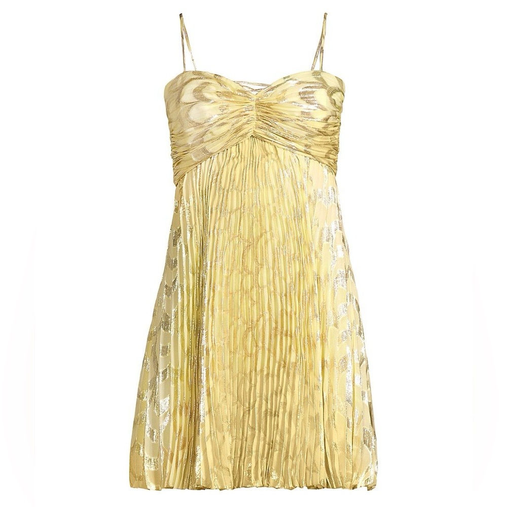 DELFI Collective - Nicole Pleated Silk Minidress In Yellow